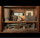 detail of shelf of cabinet of treasures